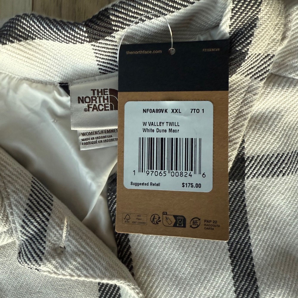 The North Face Women's XXL White Dune Plaid Long Sleeve Button Up Shirt Jacket - Picture 2 of 9
